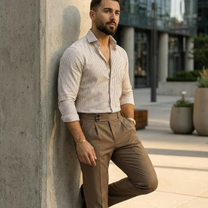 Men's Classic Striped Office Wear Shirt