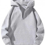 Half Zipper Solid Hoodie for Men