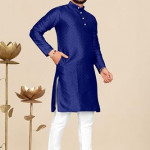 Men's Self Design Cotton Silk Kurta