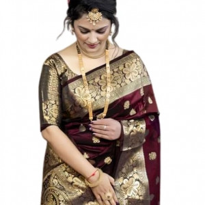 Women's Pure Soft Silk Saree With Blouse Piece For Wedding