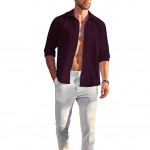 Men's Casual Button Down Shirts Long Sleeve Linen Shirt