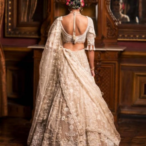 Woman's Beige-based Ivory Lehenga Set