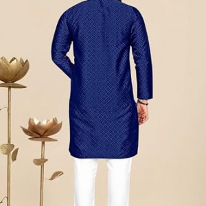 Men's Self Design Cotton Silk Kurta