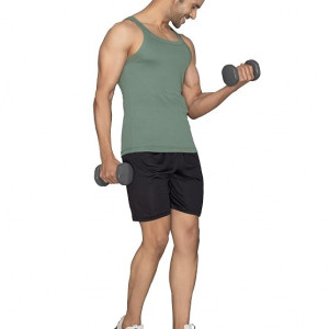 Men's 100% Cotton Ribbed Regular Fit Solid Square Neck Vest