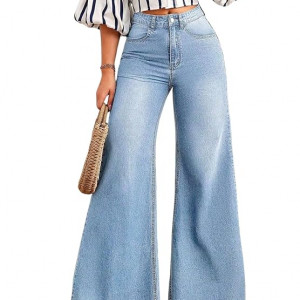 Bell Bottom Jeans for Women High Waist Stretchable Flared Denim