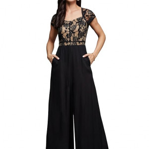 Women's Self Design Cut-Out Georgette Jumpsuit