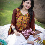Women's Light Green Rayon Yoke Embroidery Straight Short Kurti