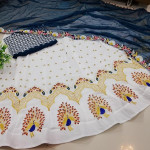 Women's White Embroidered Satin Silk Lehenga Choli