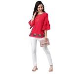 Gallery Women's Cotton Patch Work Straight Top for Women
