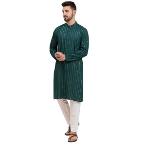 Tavasya Men Rayon Blend Striped Regular Kurta